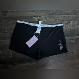 Black Lounge Shorts with White Trim